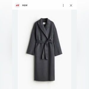 H&M Premium Collection Handmade Dark Gray Malange Wool Blend Coat